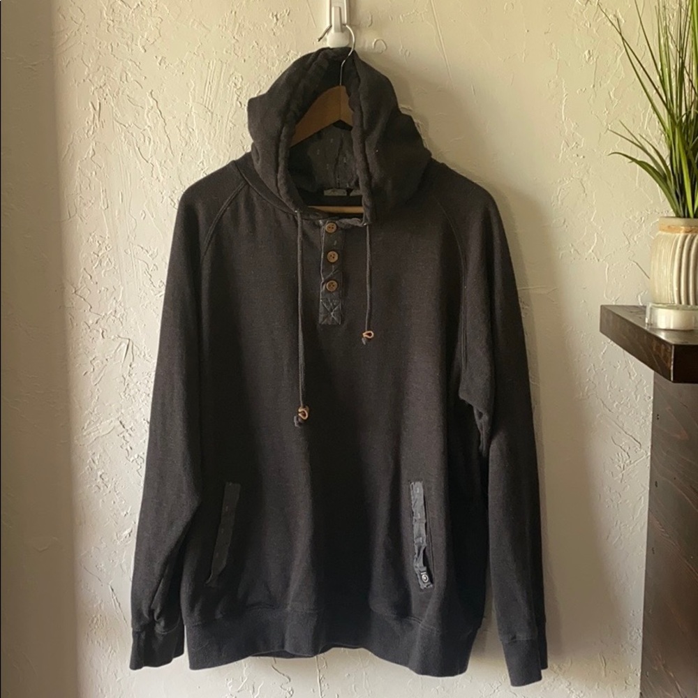 Quarter Button Hoodie, Size Medium